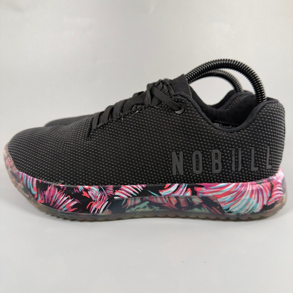 Nobull Outwork Trainer Womens 8.5 8 1/2 Gym Shoes Black Midnight Palm Low Lace - Picture 4 of 16